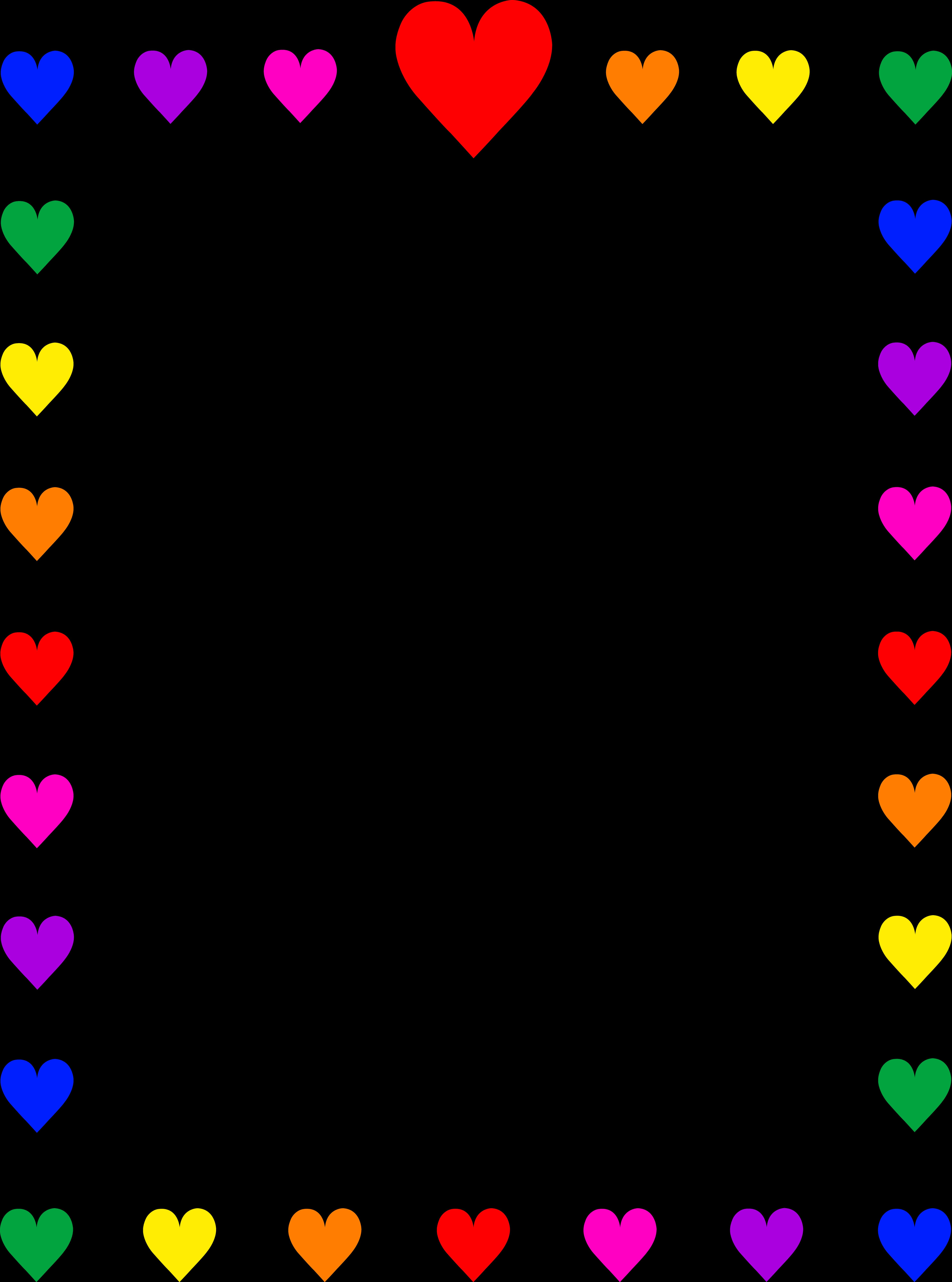 A Rainbow Colored Hearts On A Black Background