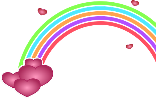 A Rainbow With Hearts And A Black Background
