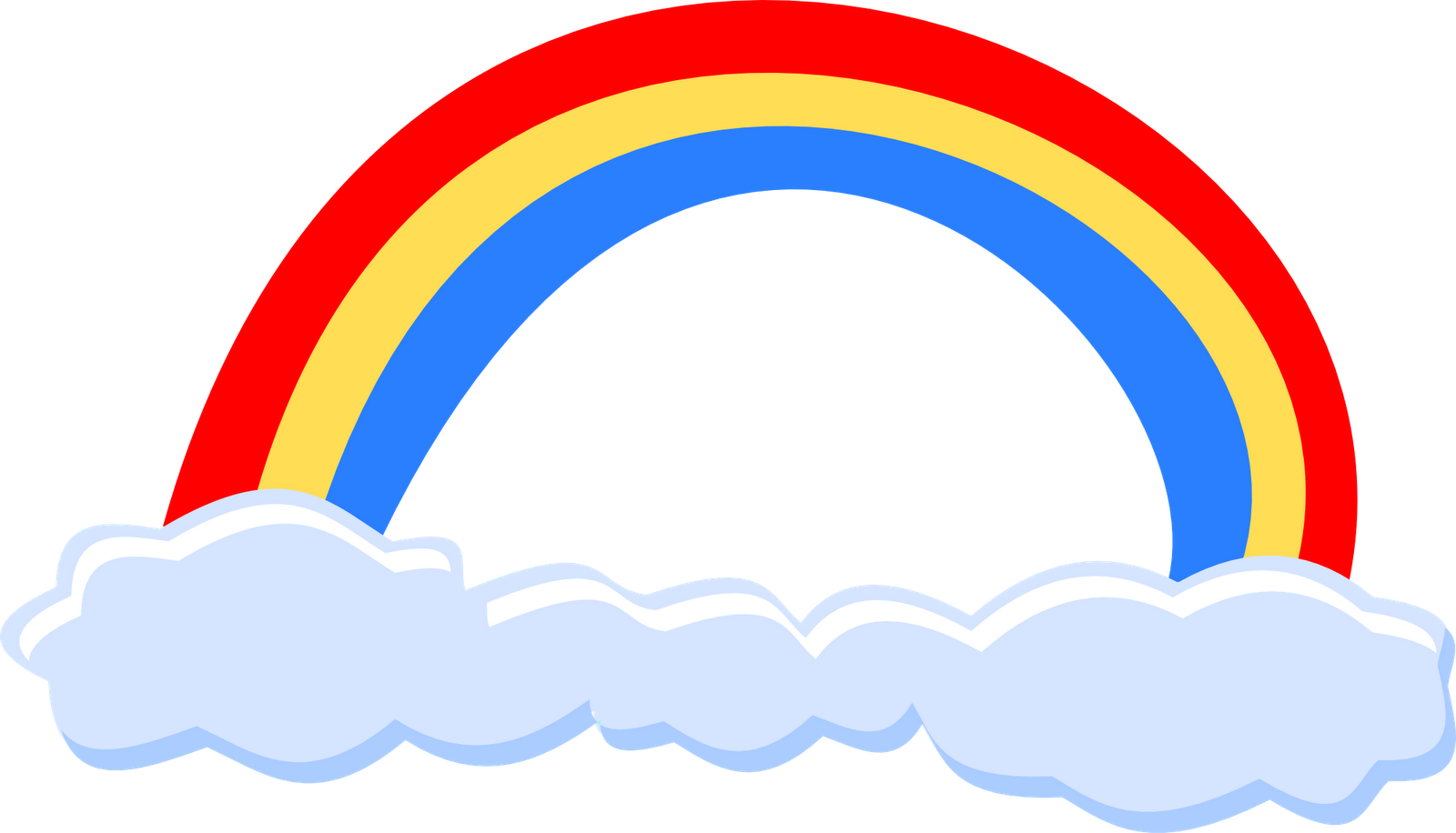 A Rainbow With Clouds In The Sky
