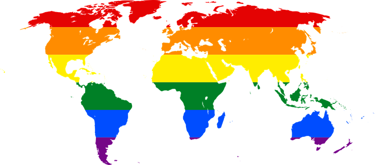 A Map Of The World With Rainbow Colors