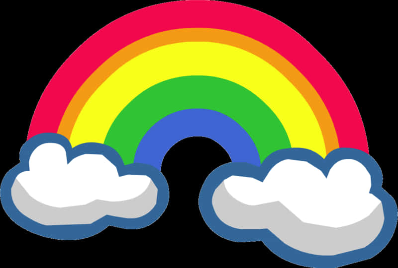 Rainbow With Blue-outlined Clouds