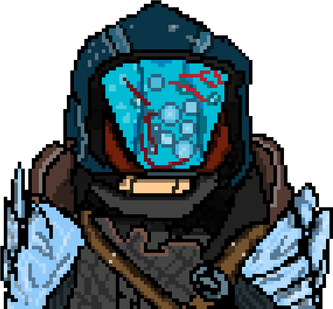 A Pixel Art Of A Person Wearing A Helmet