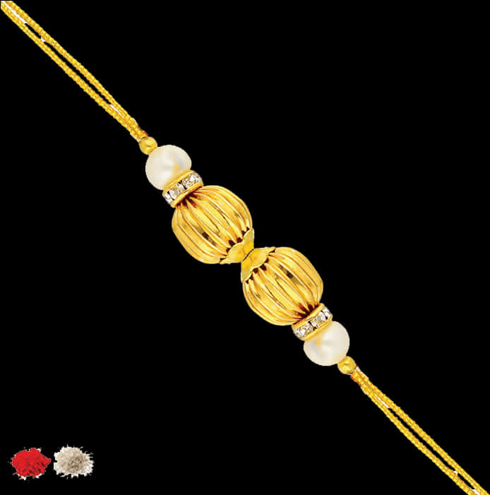 A Gold Bracelet With Pearls And Diamonds