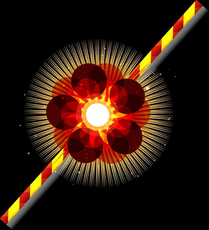 A Red And Yellow Flower With White Center