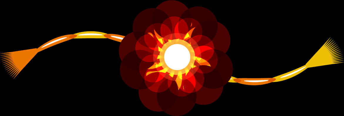A Red And Yellow Flower With A White Circle