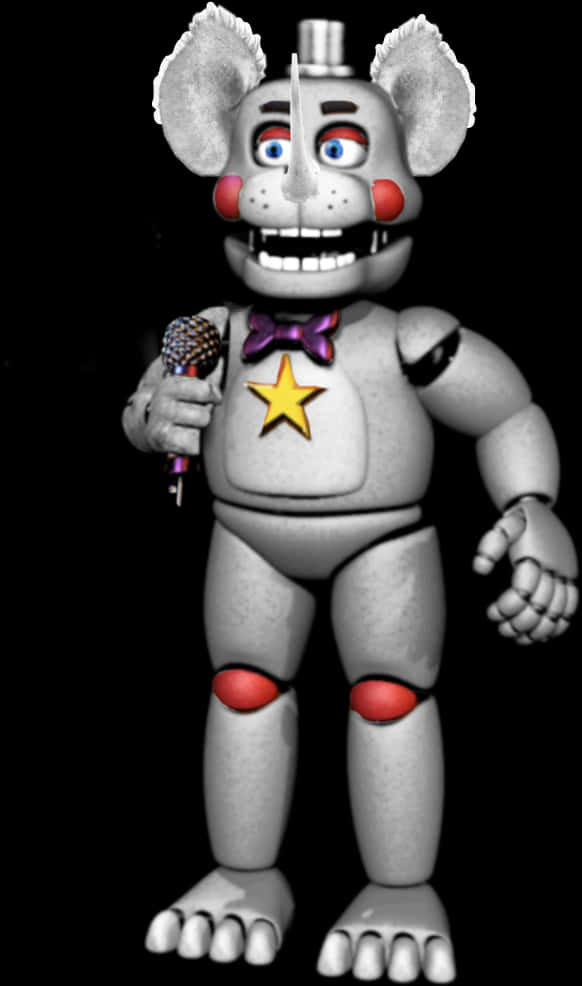 A Toy Character Holding A Microphone