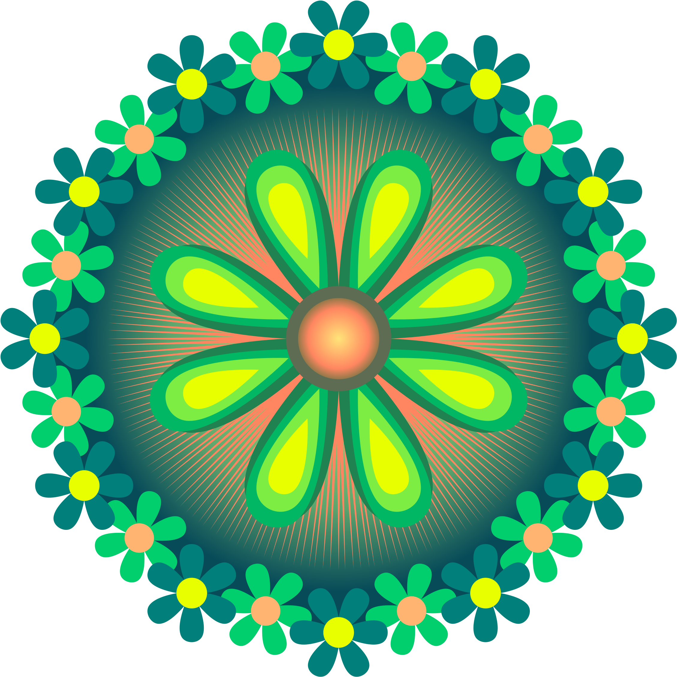 A Colorful Flower Design On A Black Background
