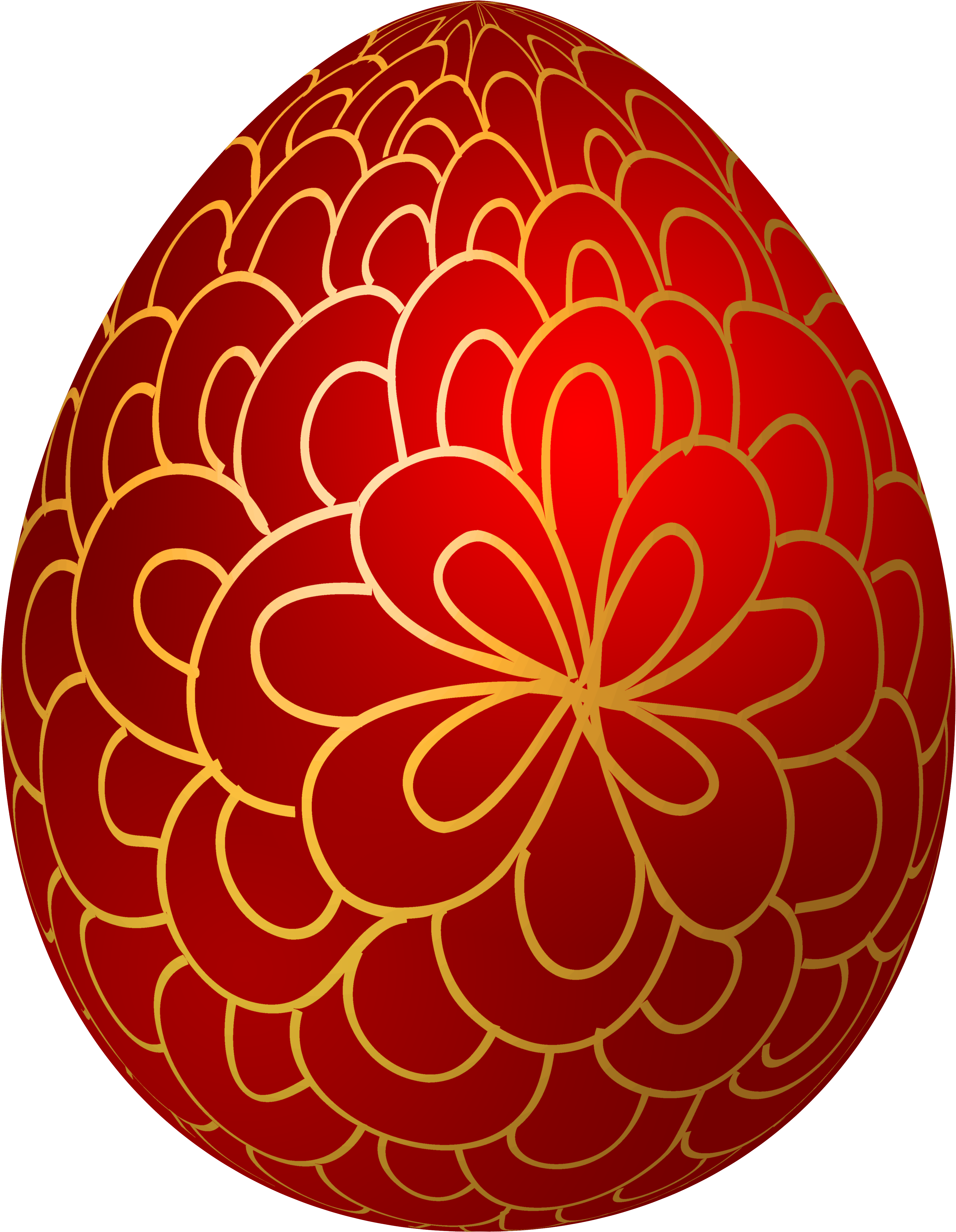 A Red Egg With Gold Outline