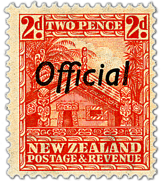 A Red Postage Stamp With A Picture Of A Hut And Palm Trees