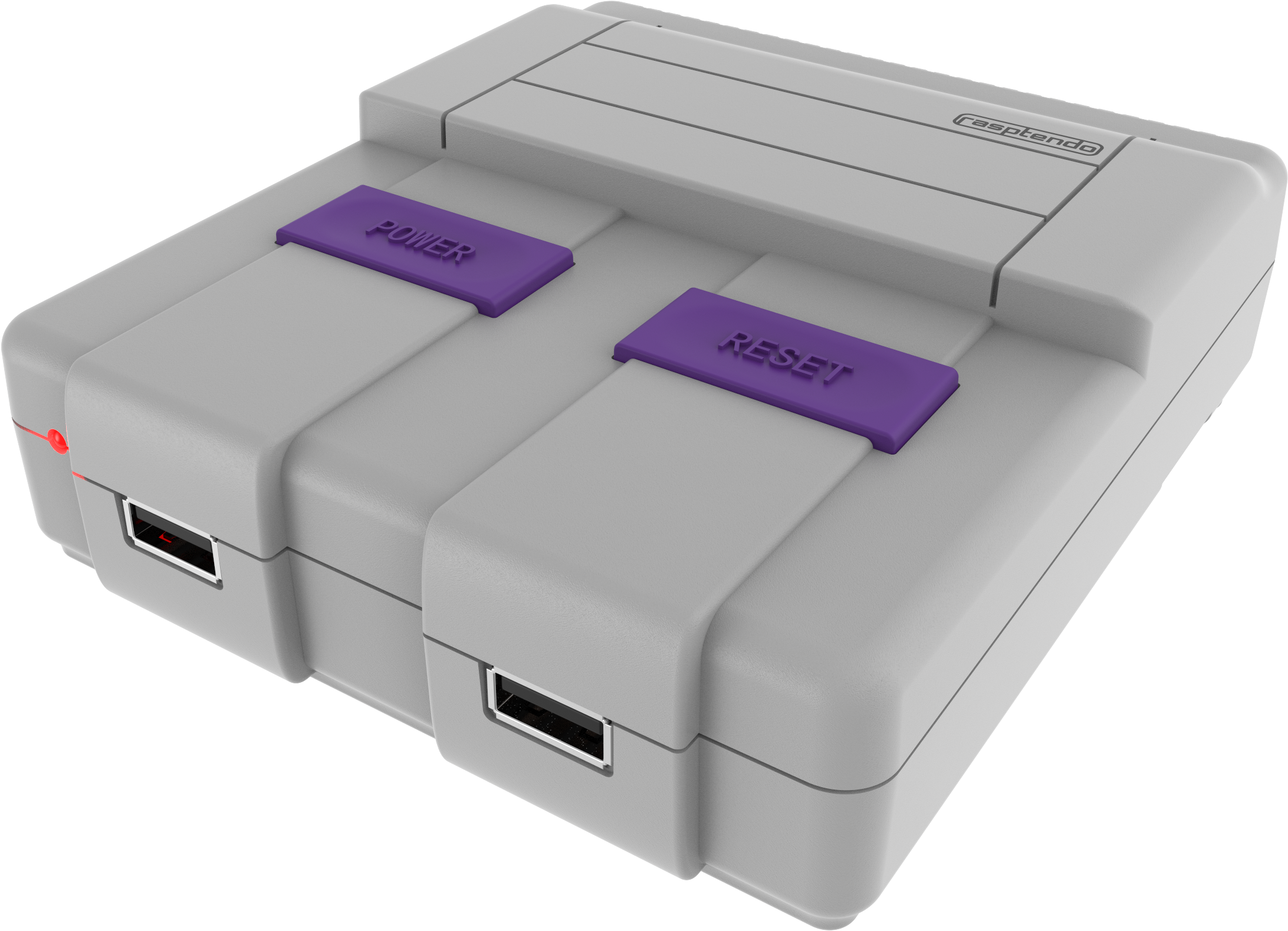 A White And Purple Video Game Console