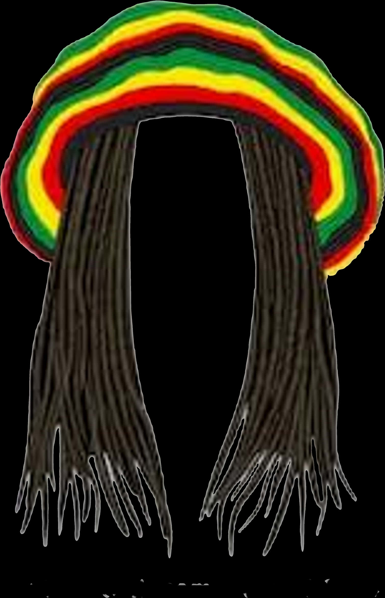 A Long Black Hair With A Rainbow Hat