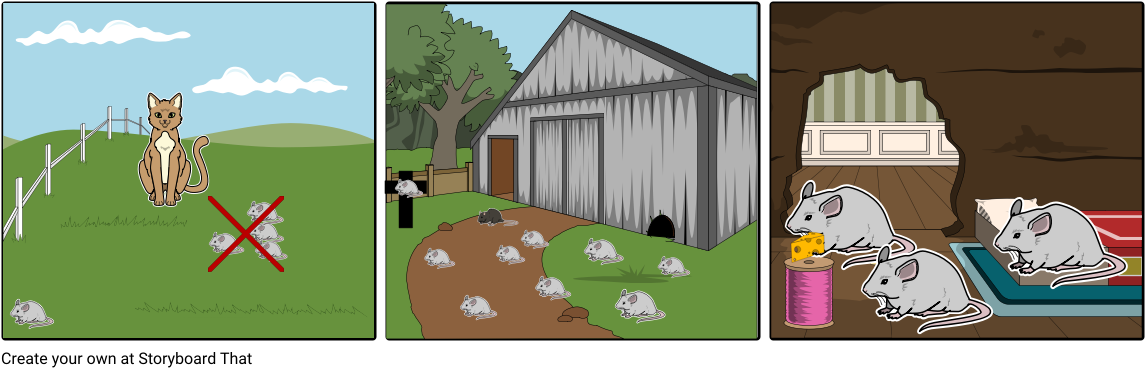 A Cartoon Of Mice In A Barn