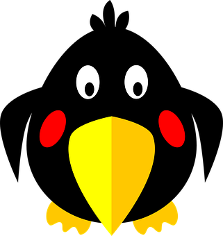 A Bird With A Yellow Beak And Red Eyes