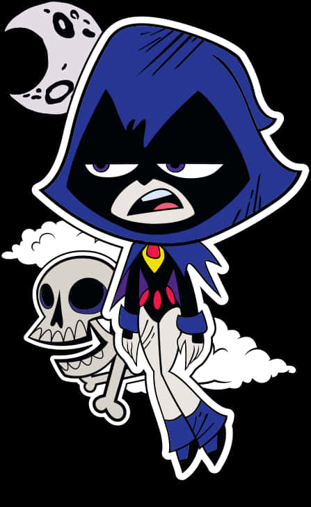 Cartoon Character With A Hood And Skull