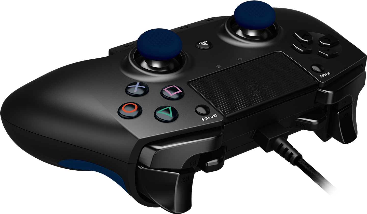 A Black And Blue Video Game Controller
