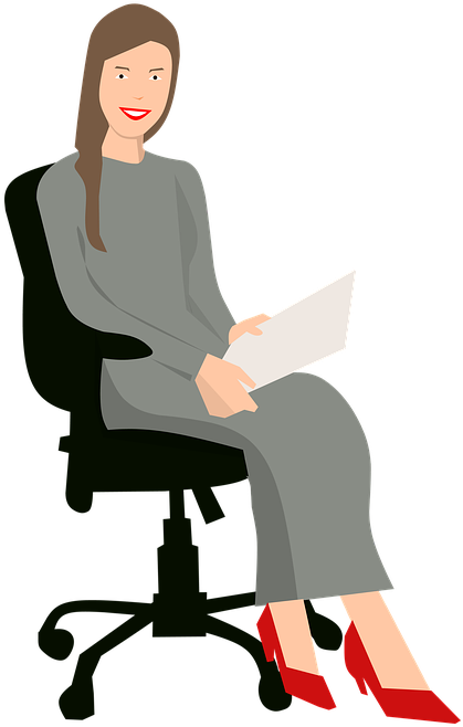 A Woman Sitting In A Chair Holding A Paper