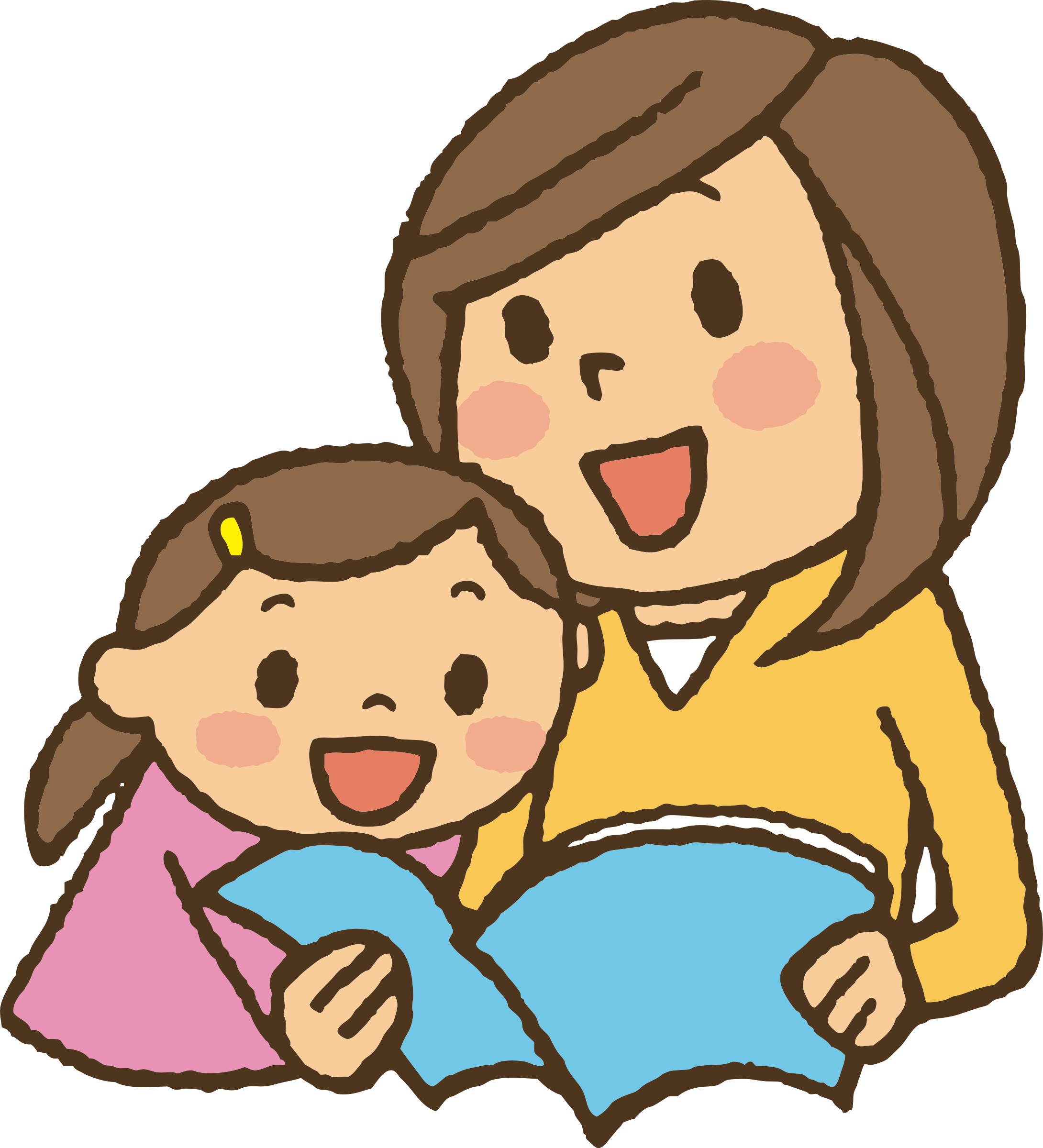 A Woman And A Child Reading A Book
