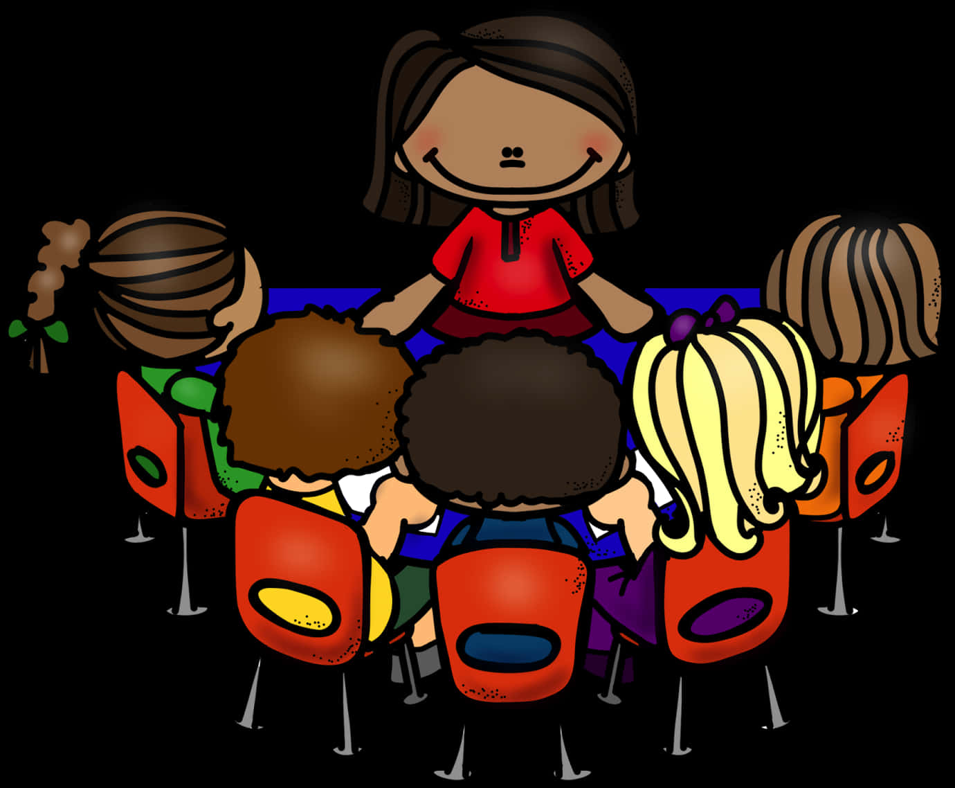 A Group Of Children Sitting Around A Table