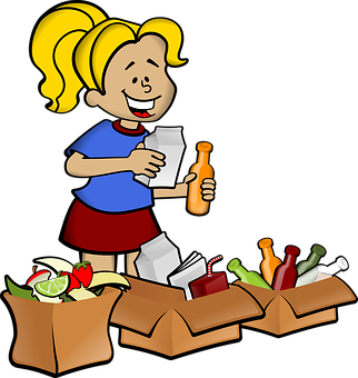 A Cartoon Of A Girl Holding A Bottle And A Bottle In A Box