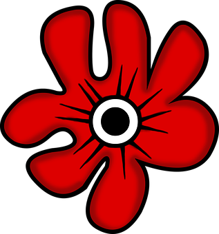 A Red Flower With A Black Center