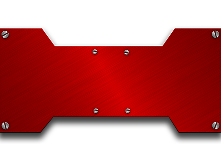A Red Metal Plate With Screws
