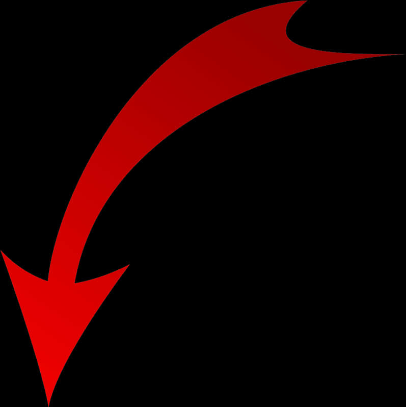 Red Arrow Curved Down