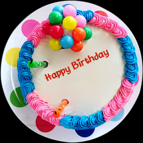 A Birthday Cake With Colorful Frosting And Candles