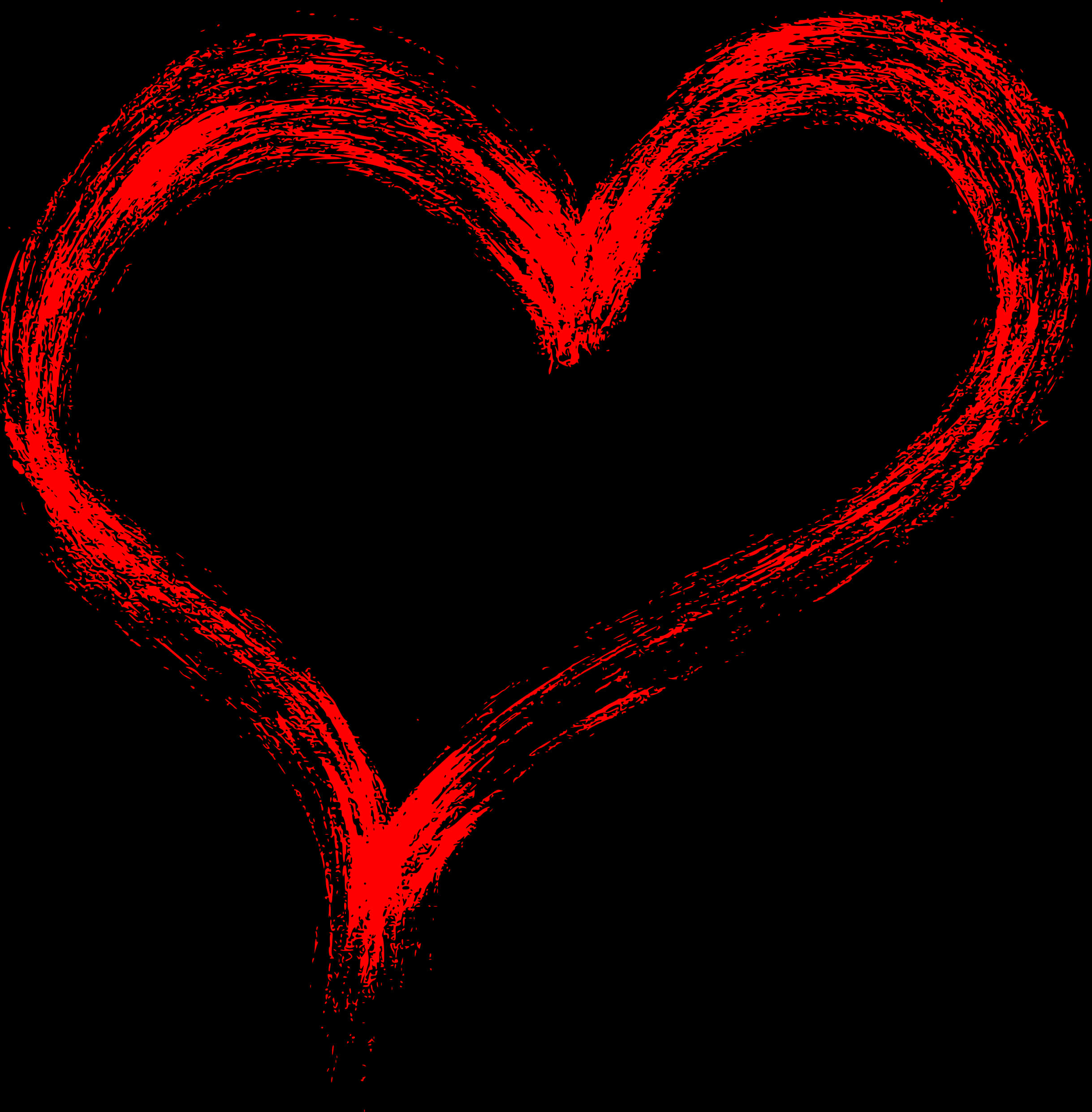 A Red Heart Drawn On A Black Background