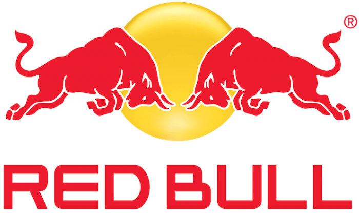 Red Bull Logo With A Yellow Circle And Red Text