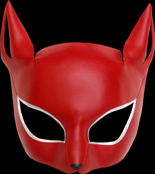 A Red Mask With Ears And Nose