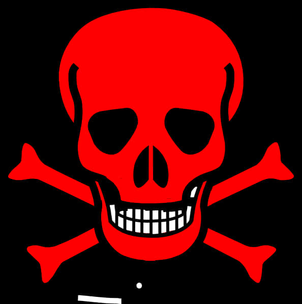 A Red Skull With Crossbones On A Black Background