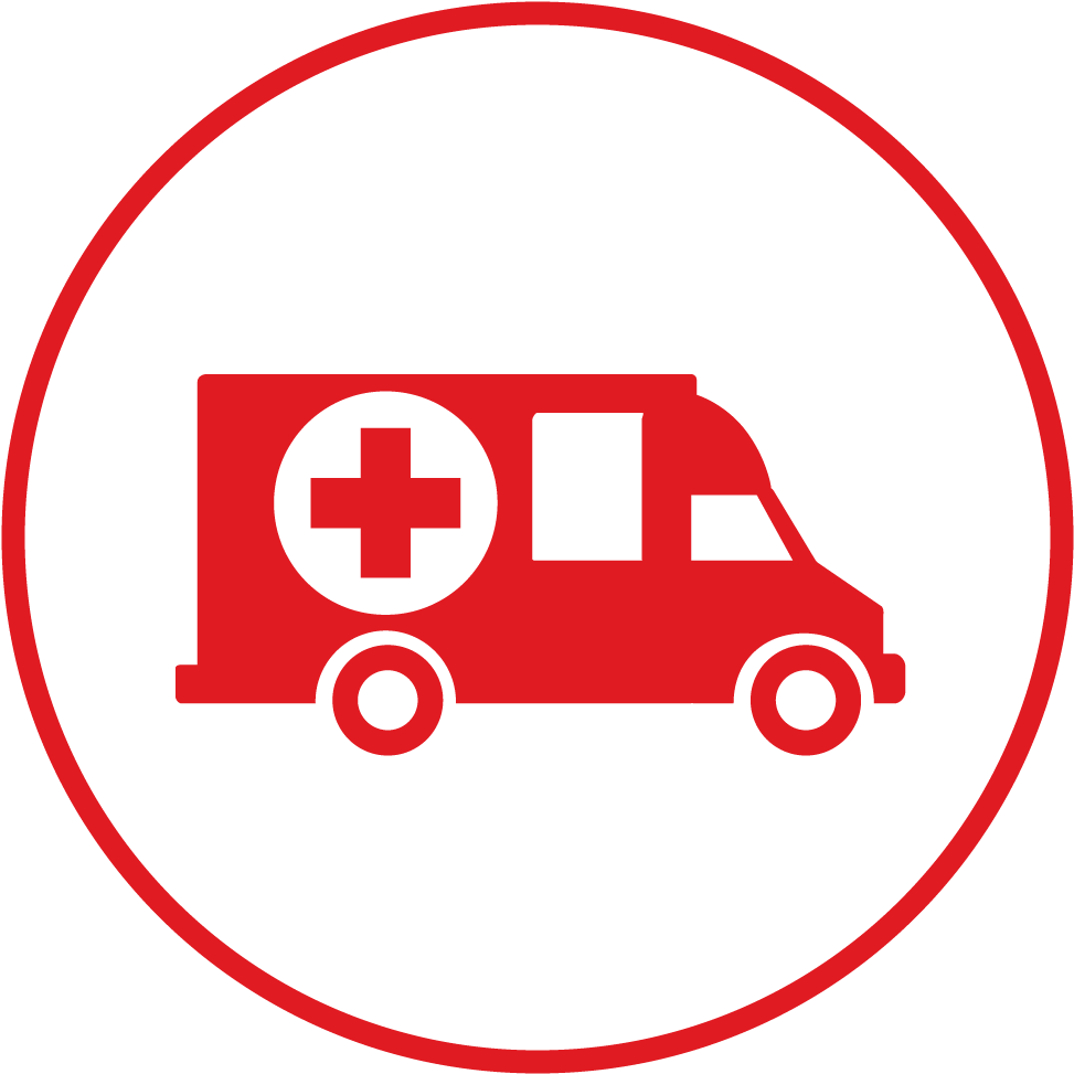 A Red And White Ambulance With A Cross In The Middle