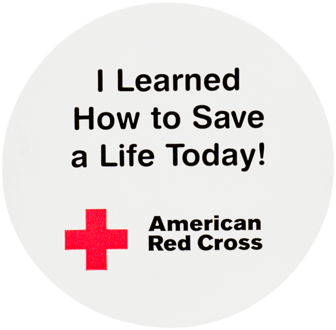 A White Circle With Black Text And Red Cross