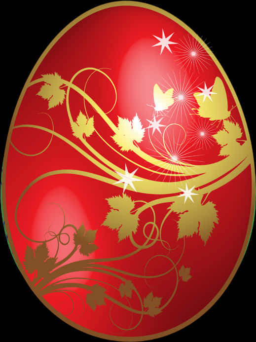 A Red Egg With Gold Design