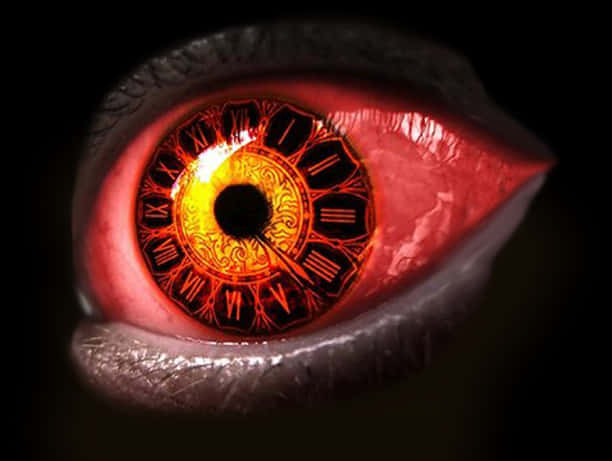 A Close Up Of An Eye With A Clock Inside