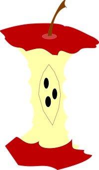 A Red Apple Core With A Red Center