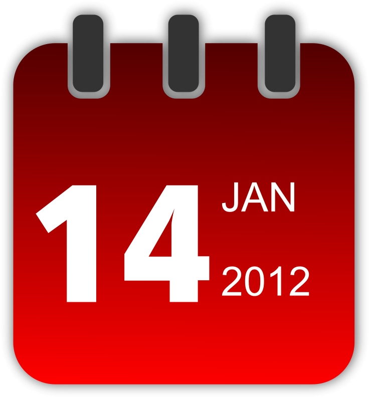 A Red Calendar With White Text
