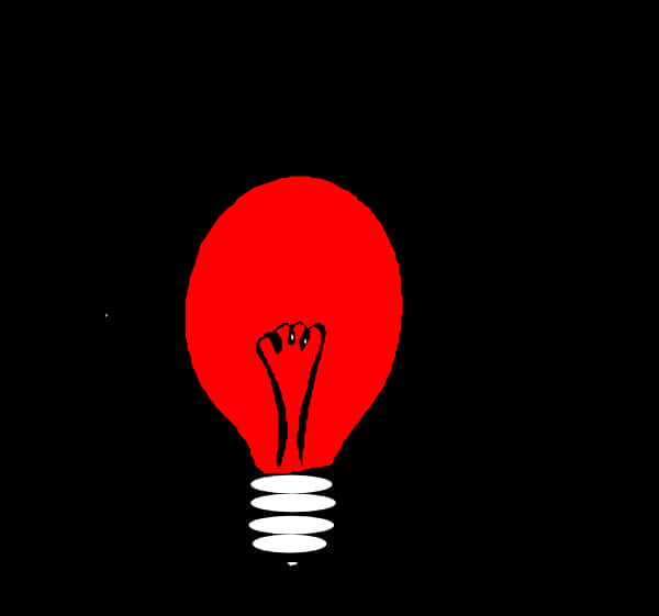A Red Light Bulb With Spirals On It