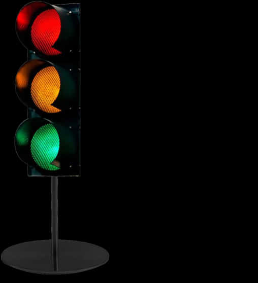 A Traffic Light With A Black Background