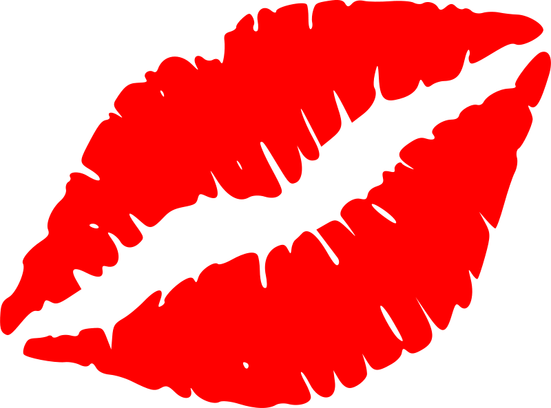 A Red Lips With Black Lines