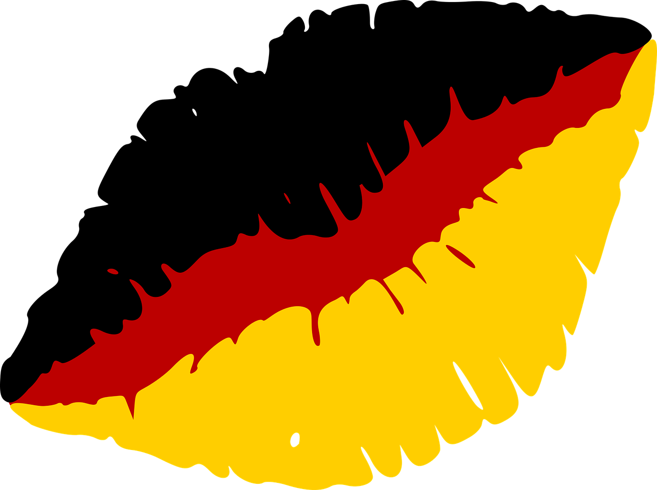 A Yellow And Red Paint On A Black Background