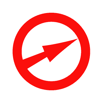 A Red Circle With A Arrow Pointing Up