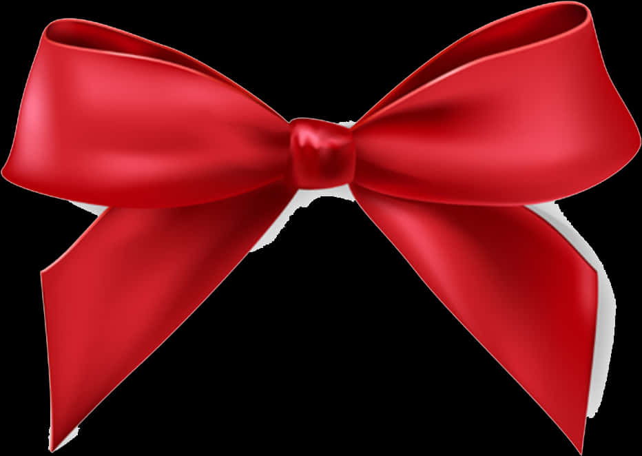 Realistic Red Ribbon Bow With Shadow