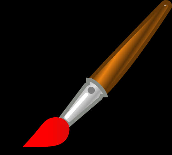 A Paint Brush With A Red Paint Brush