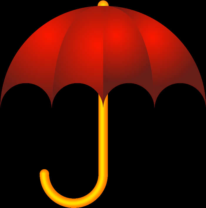 A Red Umbrella With A Yellow Handle