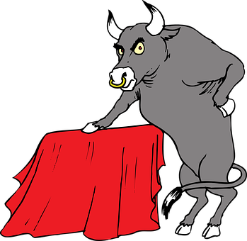 A Cartoon Of A Bull Standing On A Table