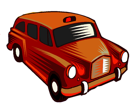 A Cartoon Of A Red Car