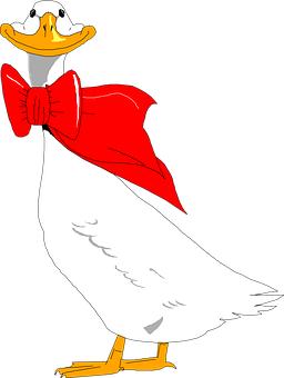 A Cartoon Of A Duck With A Red Bow Tie