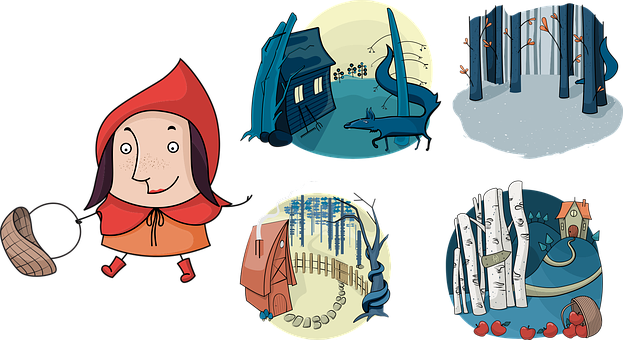 A Cartoon Characters Of A Red Riding Hood