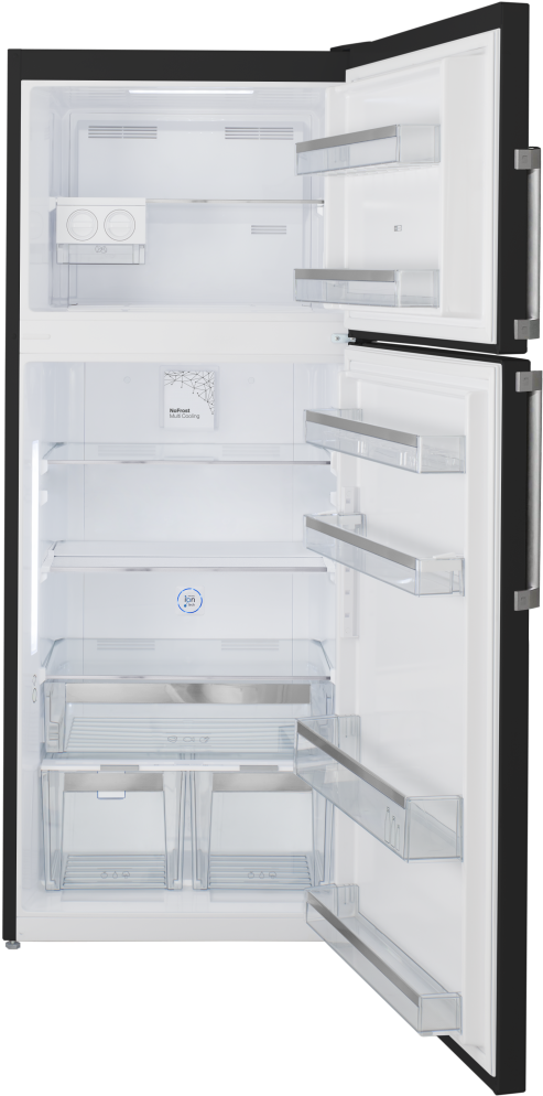 A Refrigerator With Shelves And Shelves